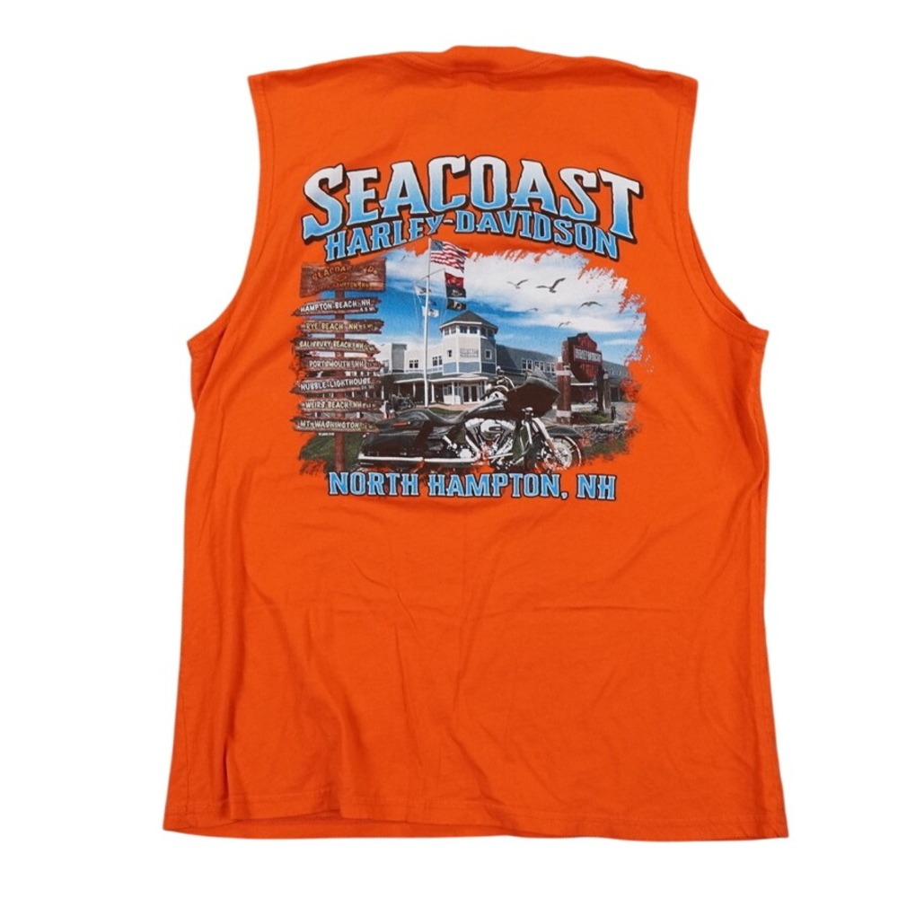 Harley Davidson Sleeveless Shirt Mens‎ XL Orange Laconia Rally 2024 Biker Moto